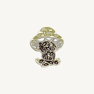 Yellow and Black Mushroom Cute Lady Pin